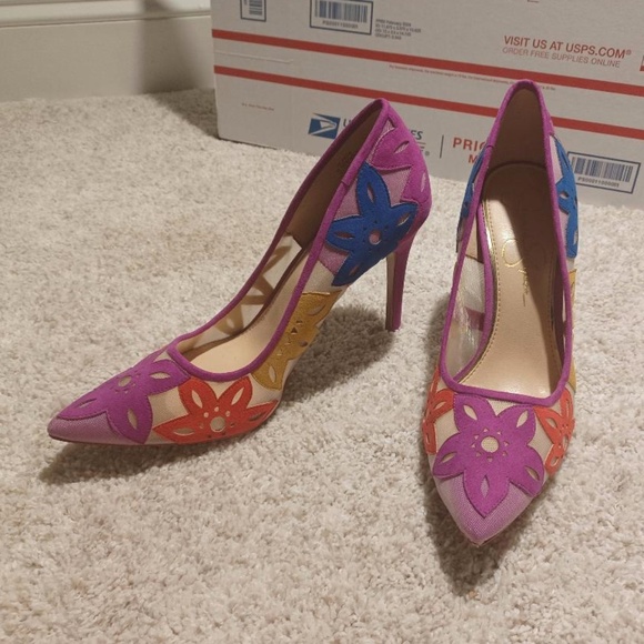 JESSICA SIMPSON NEW JP-PERIE Vivid Orchard Sueded Stiletto Pumps - Picture 3 of 7